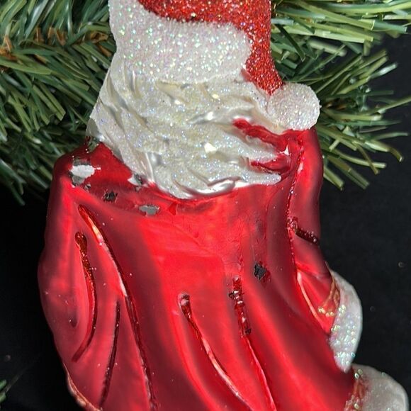 IMPULS Poland Mouth Blown Hand Painted Santa Glass Christmas Ornament in Box - Picture 3 of 6